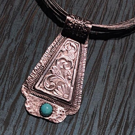 Sterling Silver Pendant Necklace with Turquoise Stone